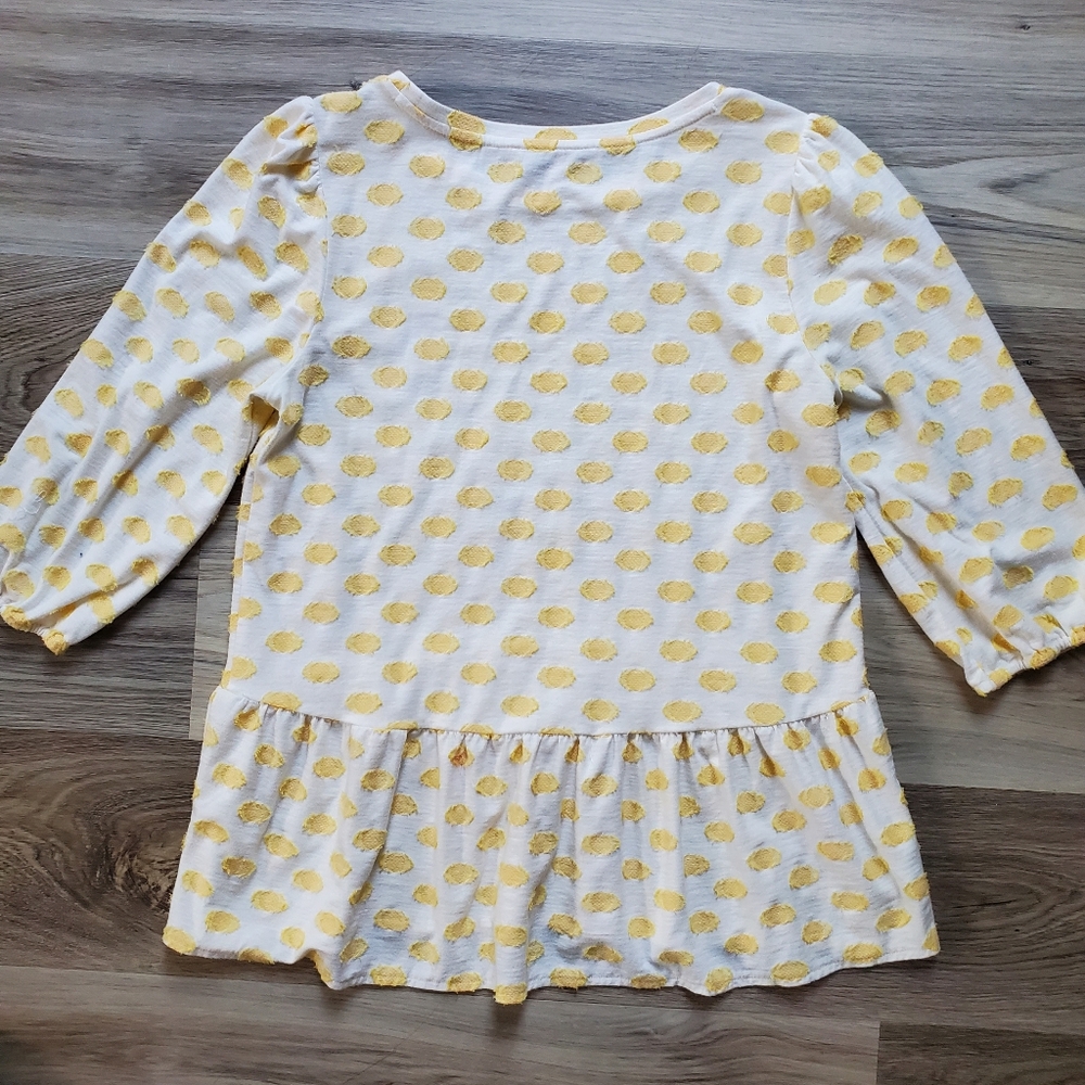 Women's LOFT clip dot peplum blouse. Medium. Like new.‎ Polka dots yellow white - Picture 6 of 8